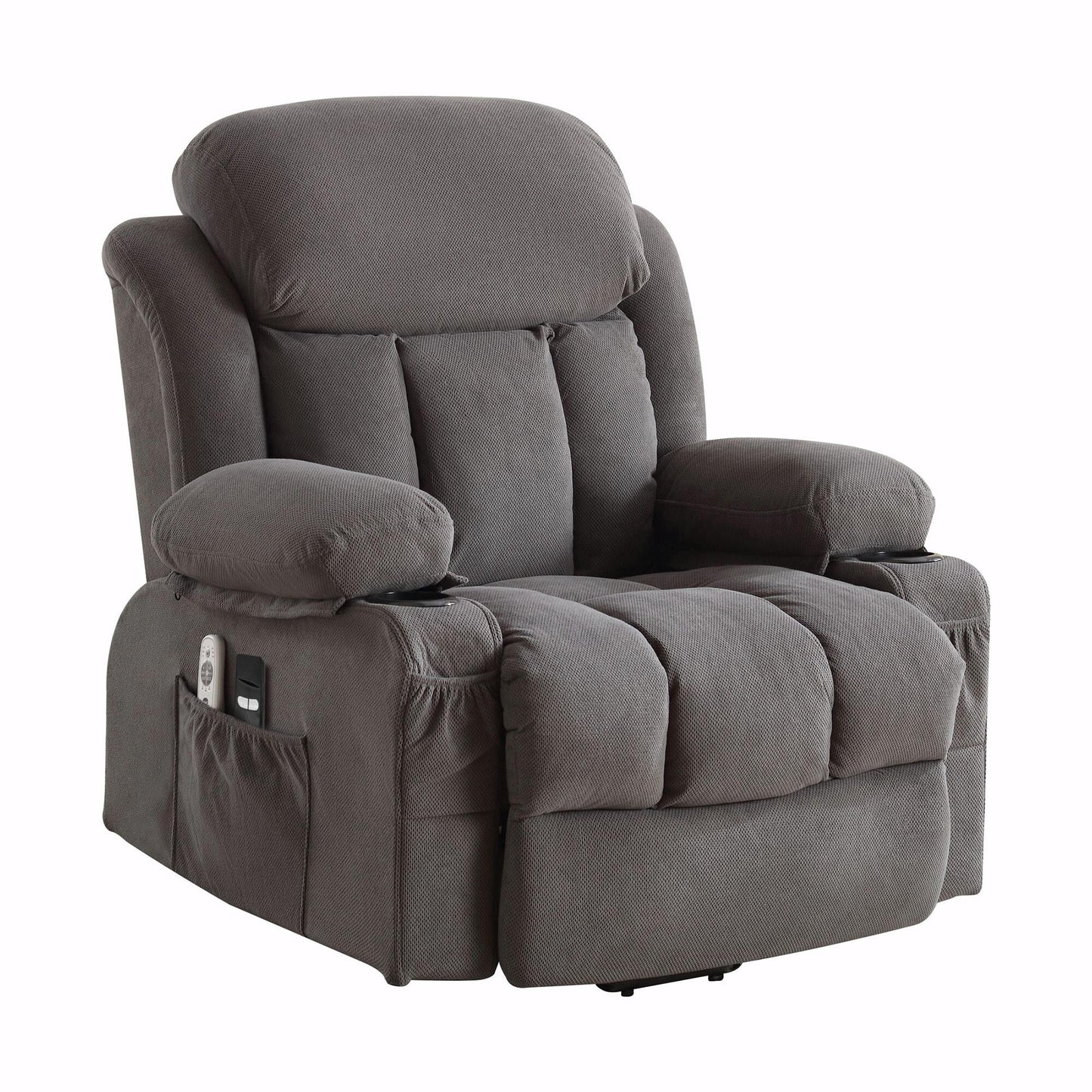 Fauteuil inclinable électrique en tissu avec chauffage et massage