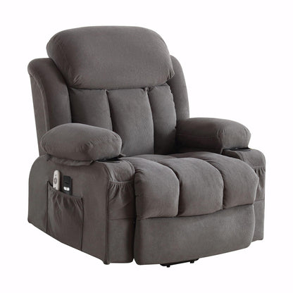 Fauteuil inclinable électrique en tissu avec chauffage et massage