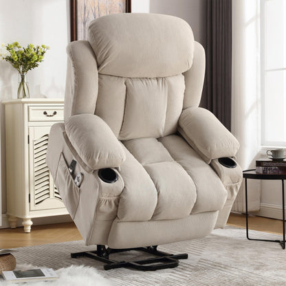 Fauteuil inclinable électrique en tissu avec chauffage et massage