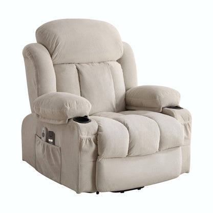 Fauteuil inclinable électrique en tissu avec chauffage et massage