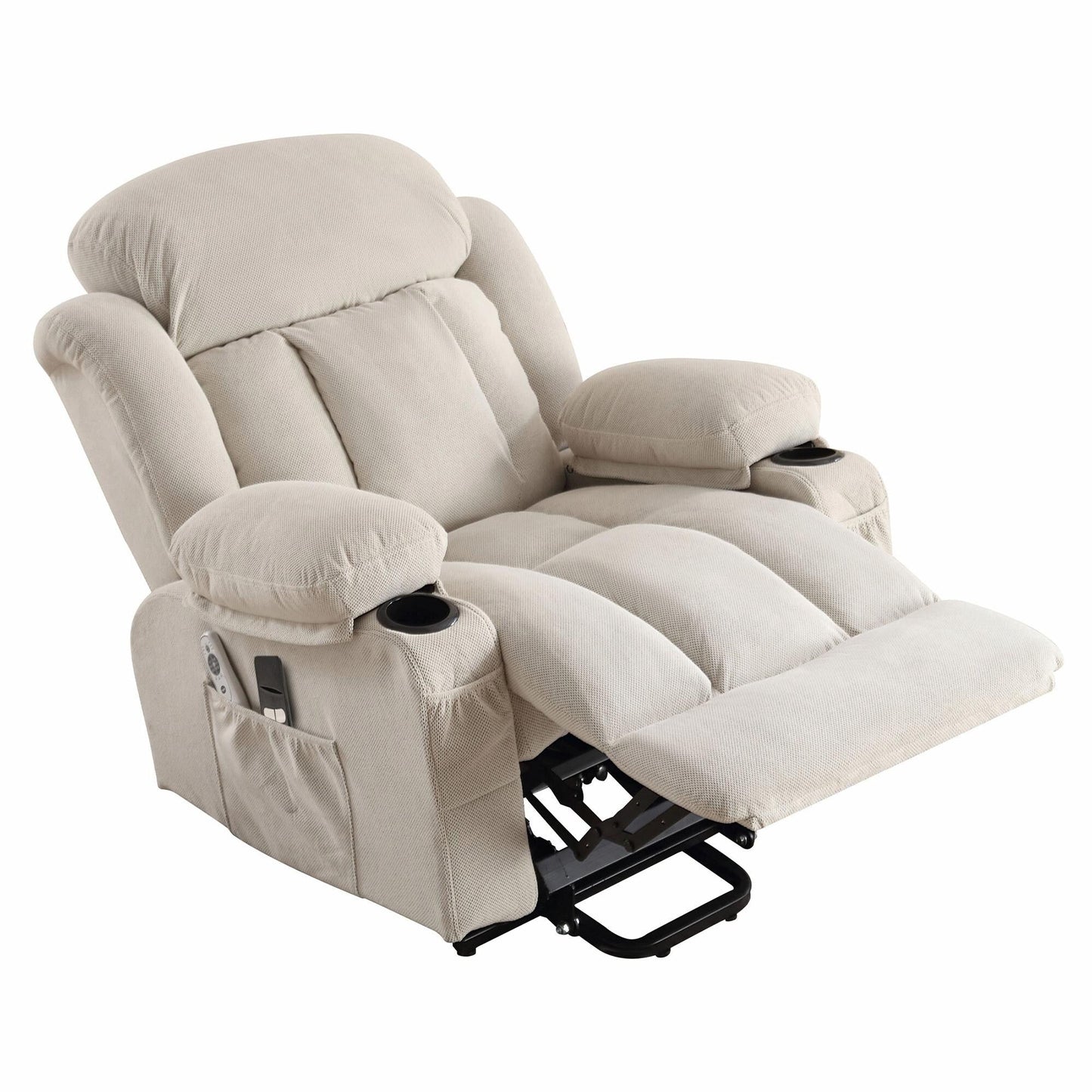 Fauteuil inclinable électrique en tissu avec chauffage et massage
