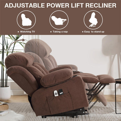 Fauteuil inclinable électrique en tissu avec chauffage et massage