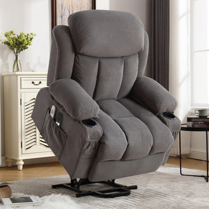 Fauteuil inclinable électrique en tissu avec chauffage et massage