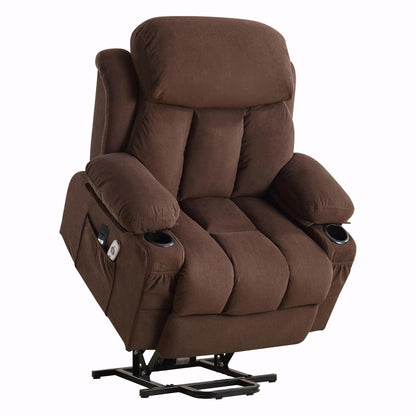 Fauteuil inclinable électrique en tissu avec chauffage et massage