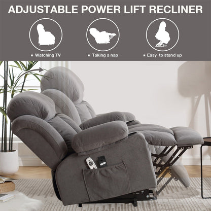 Fauteuil inclinable électrique avec chauffage et massage, poche latérale, port de charge USB et télécommande