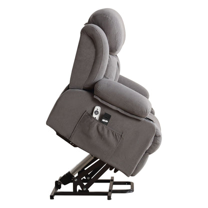 Fauteuil inclinable électrique avec chauffage et massage, poche latérale, port de charge USB et télécommande