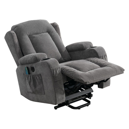 Fauteuil inclinable électrique avec chauffage, massage, port USB et poche latérale pour personnes âgées, inclinable et réglable pour le salon