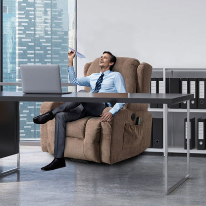 Fauteuil inclinable électrique avec chauffage, massage, port USB et poche latérale pour personnes âgées, inclinable et réglable pour le salon