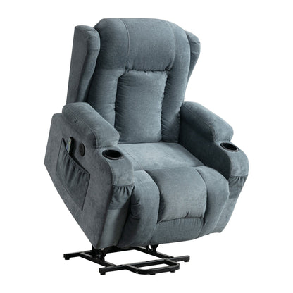 Fauteuil inclinable électrique avec chauffage, massage, port USB et poche latérale pour personnes âgées, inclinable et réglable pour le salon