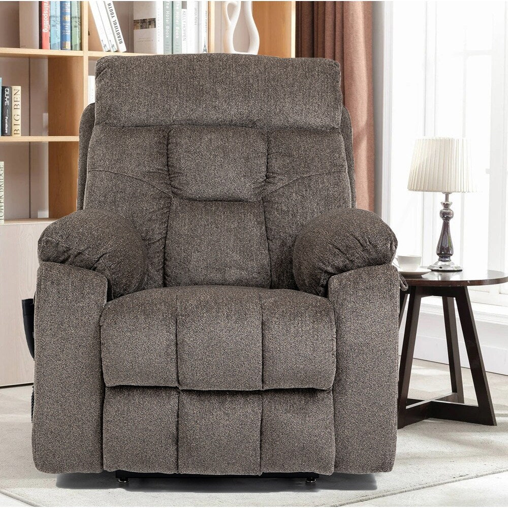 Fauteuil inclinable électrique Bigmen avec massage et chauffage pour personnes âgées, double moteur, porte-gobelets et poche latérale