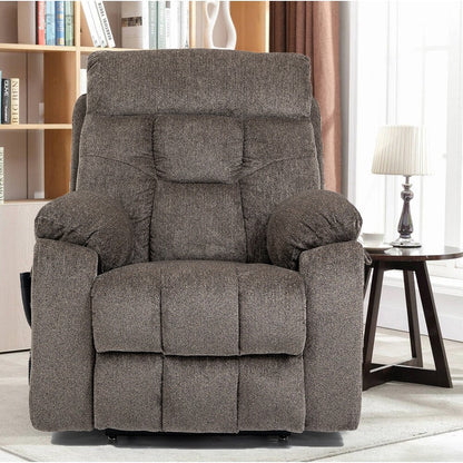 Fauteuil inclinable électrique Bigmen avec massage et chauffage pour personnes âgées, double moteur, porte-gobelets et poche latérale