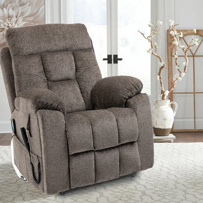 Fauteuil inclinable électrique Bigmen avec massage et chauffage pour personnes âgées, double moteur, porte-gobelets et poche latérale