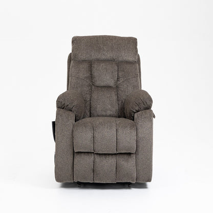 Fauteuil inclinable électrique Bigmen avec massage et chauffage pour personnes âgées, double moteur, porte-gobelets et poche latérale