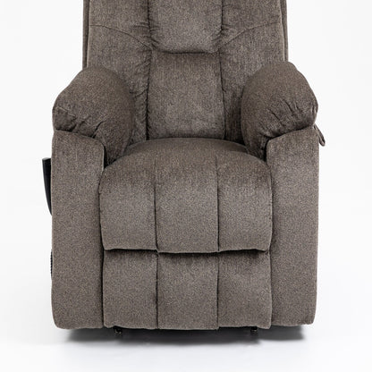 Fauteuil inclinable électrique Bigmen avec massage et chauffage pour personnes âgées, double moteur, porte-gobelets et poche latérale