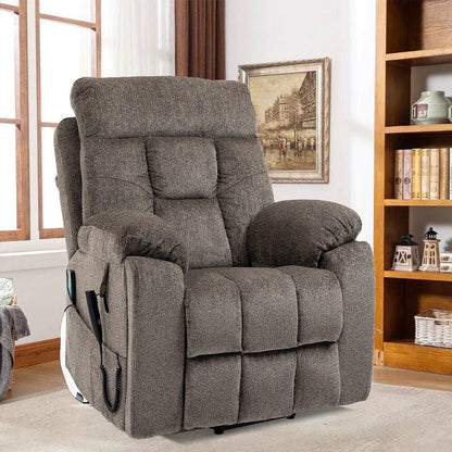Fauteuil inclinable électrique Bigmen avec massage et chauffage pour personnes âgées, double moteur, porte-gobelets et poche latérale