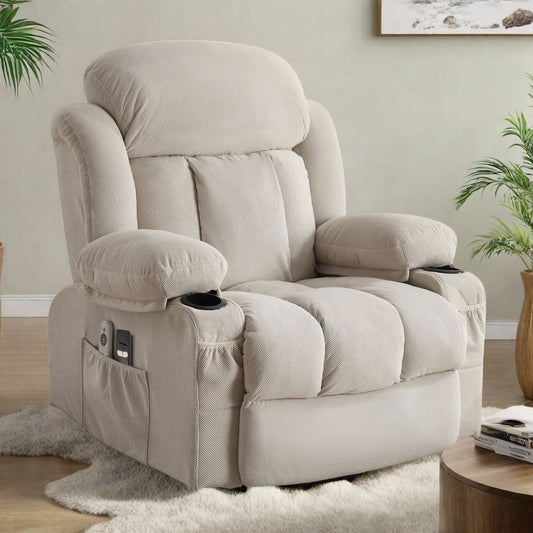 Fauteuil releveur électrique inclinable avec massage et chauffage, canapé releveur électrique avec télécommande et port USB