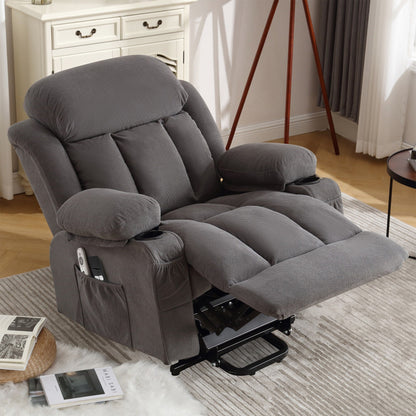 Fauteuil releveur électrique inclinable avec massage et chauffage, canapé releveur électrique avec télécommande et port USB