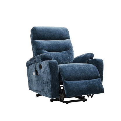 Fauteuil inclinable électrique avec massage, chauffage, port USB, poches latérales, porte-gobelets et dossier réglable, idéal pour les personnes âgées