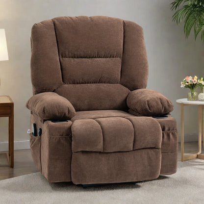 Fauteuil inclinable électrique avec massage, chauffage lombaire, porte-gobelets et inclinaison réglable à 135°