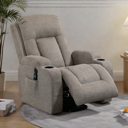 Fauteuil inclinable électrique avec massage, chauffage lombaire, port de chargement USB et porte-gobelets
