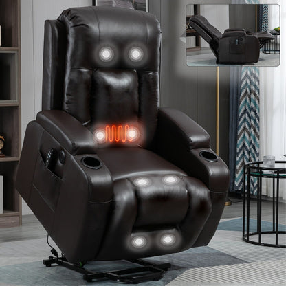 Fauteuil inclinable électrique avec massage, chauffage lombaire, port USB et porte-gobelets