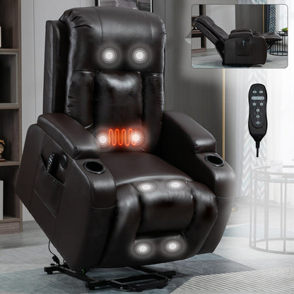Fauteuil inclinable électrique avec massage, chauffage lombaire, port USB et porte-gobelets