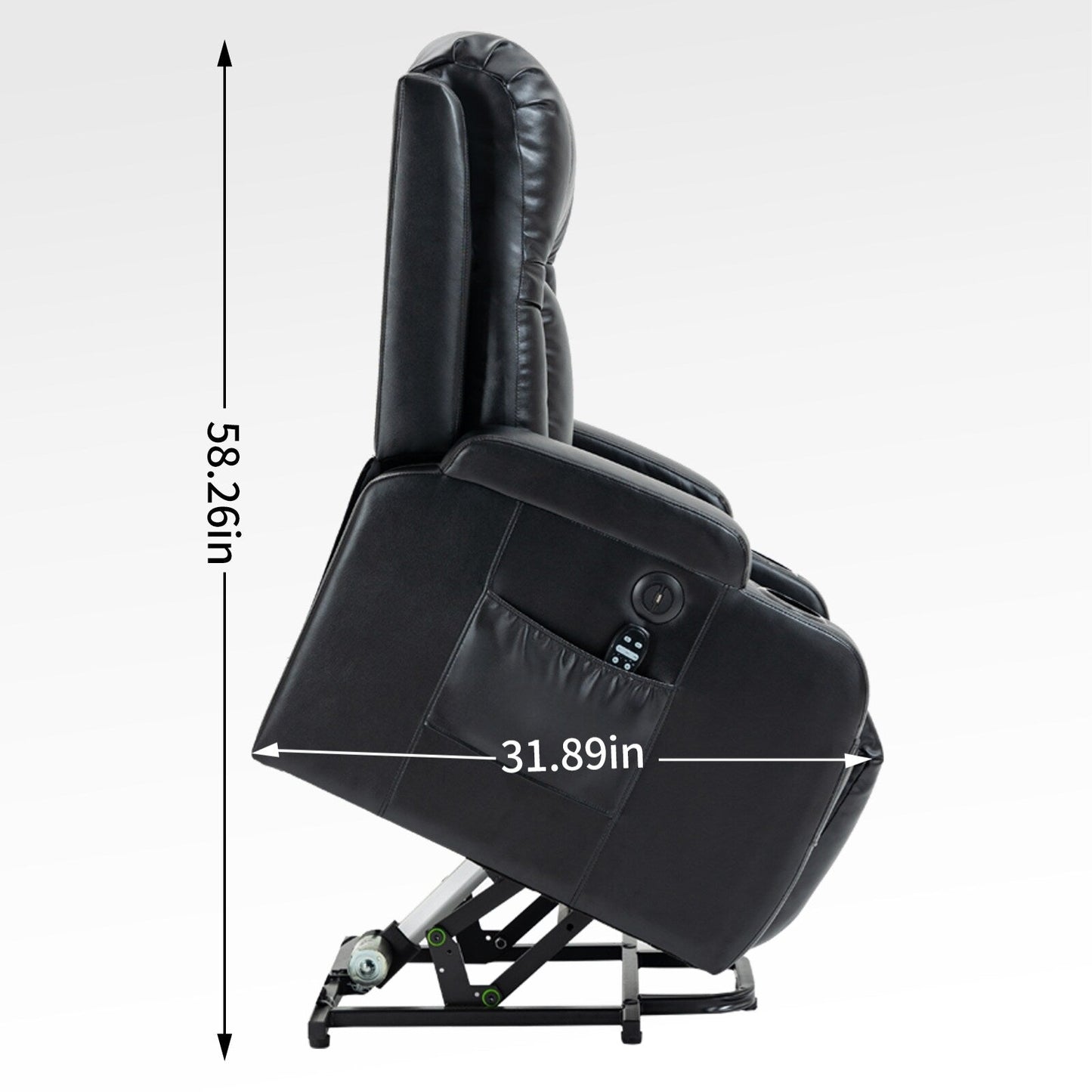 Fauteuil inclinable électrique avec massage, chauffage lombaire, port USB et porte-gobelets