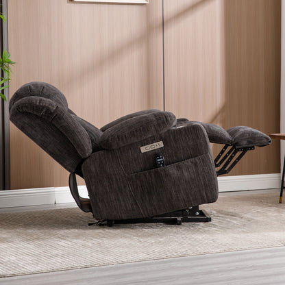 Fauteuil inclinable électrique avec massage, chauffage lombaire, ports USB et Type-C et porte-gobelets en acier inoxydable