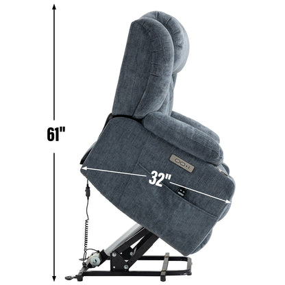 Fauteuil inclinable électrique avec massage, chauffage lombaire, ports USB et Type-C et porte-gobelets en acier inoxydable