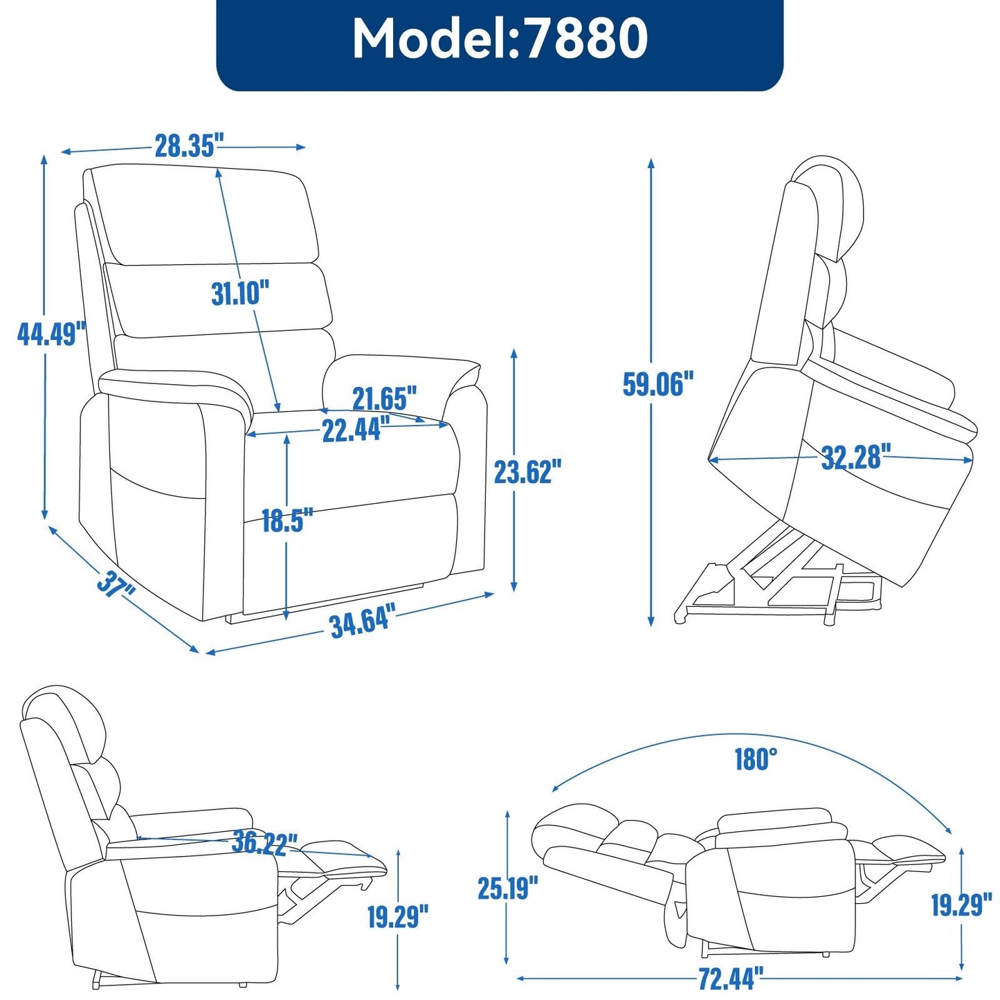 Fauteuil inclinable électrique avec télécommande