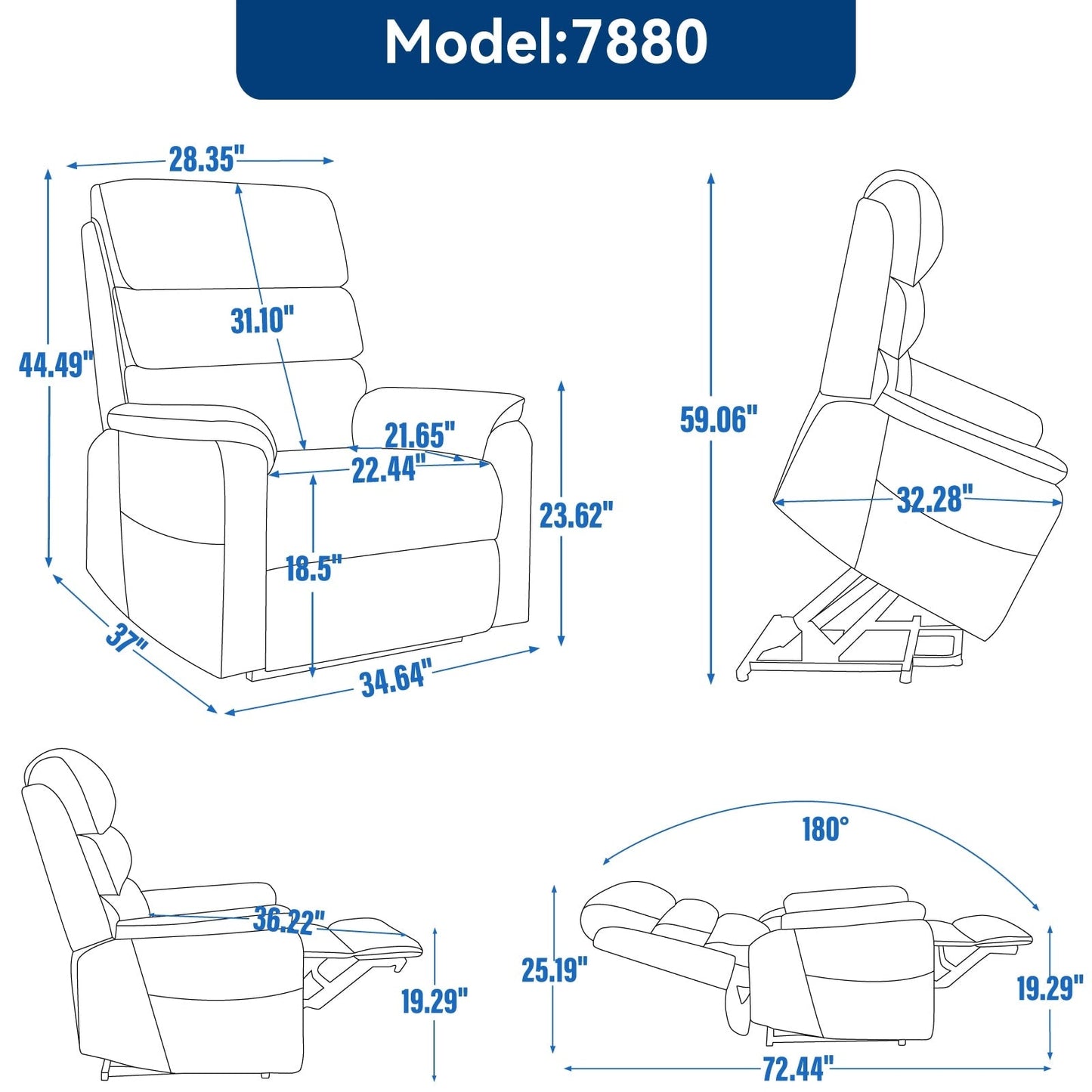 Fauteuil inclinable électrique avec télécommande