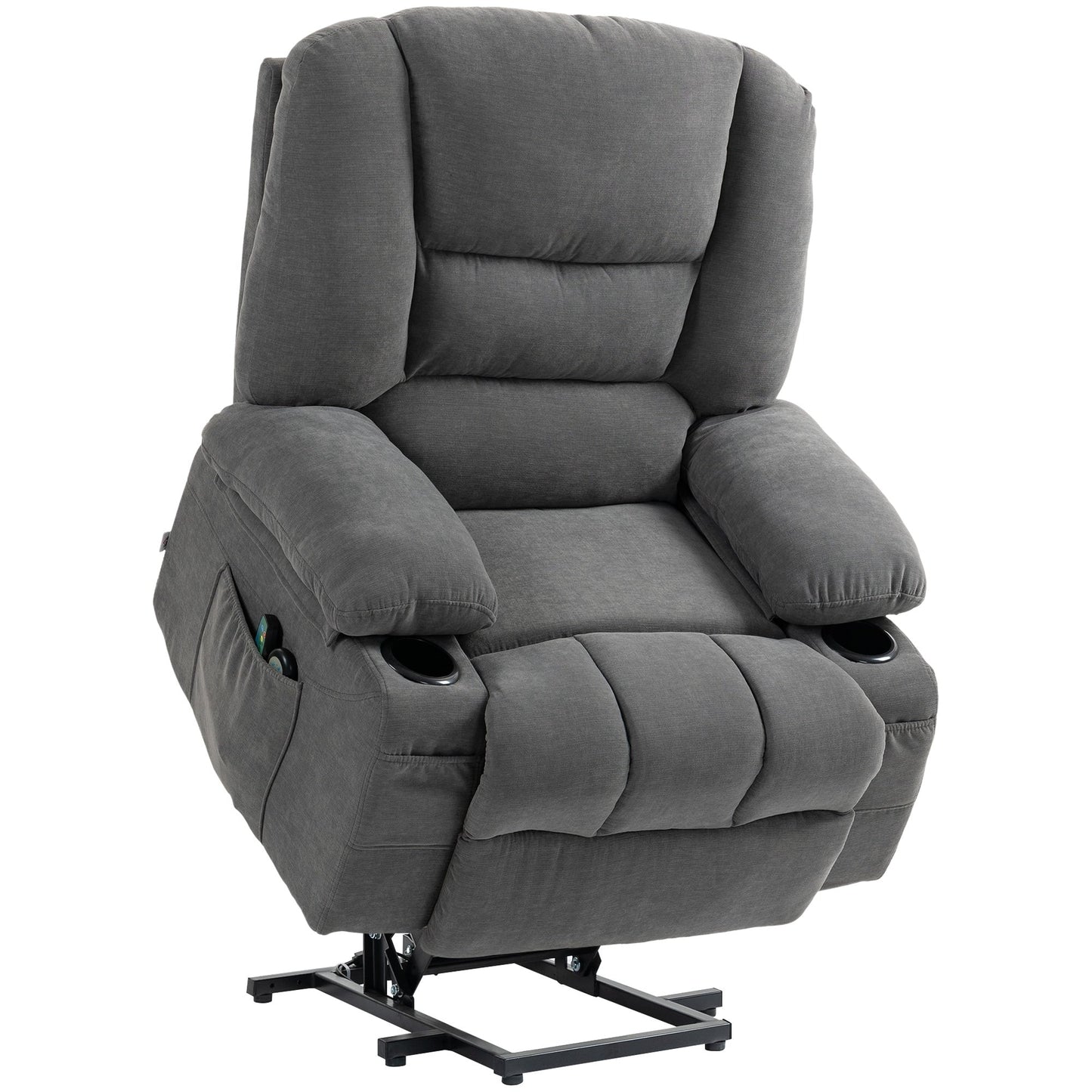 Fauteuil inclinable électrique avec massage par vibrations, chauffage, télécommande, montage rapide et poches latérales
