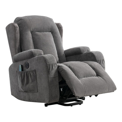 Fauteuil inclinable électrique avec massage par vibration, chauffage, port USB et poches de rangement latérales