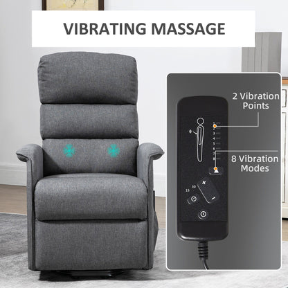Fauteuil inclinable électrique avec massage par vibrations, télécommande, poches latérales, inclinaison réglable et repose-pieds