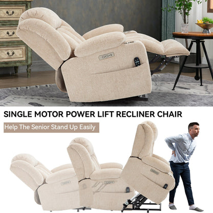 Fauteuil inclinable électrique, mécanisme de mouvement robuste avec massage par vibration à 8 points et chauffage lombaire, ports USB et Type-C