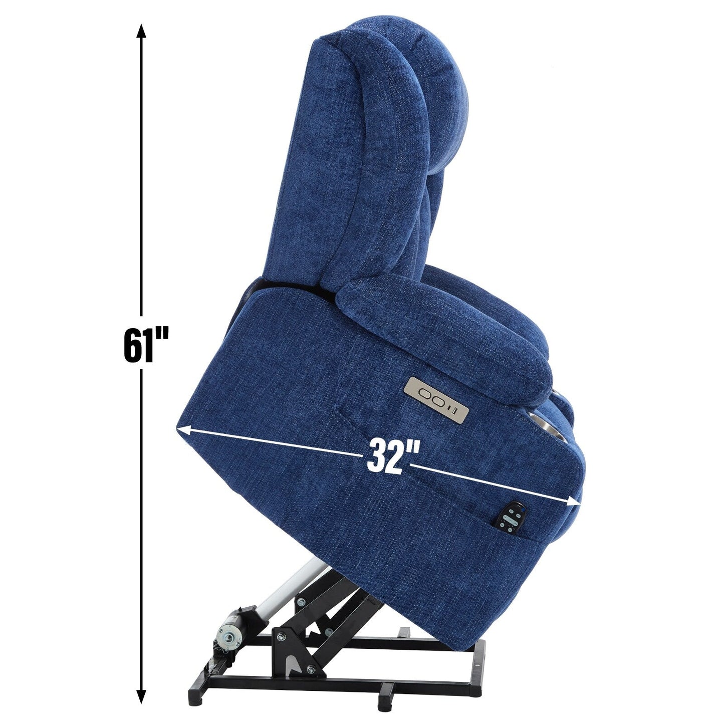 Fauteuil inclinable électrique, mécanisme de mouvement robuste avec massage par vibration à 8 points et chauffage lombaire, ports USB et Type-C