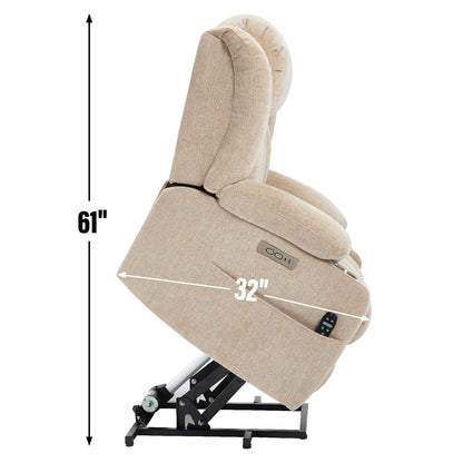 Fauteuil inclinable électrique, mécanisme de mouvement robuste avec massage par vibration à 8 points et chauffage lombaire, ports USB et Type-C