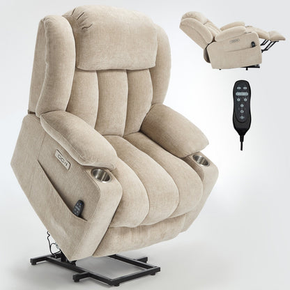 Fauteuil inclinable électrique, mécanisme de mouvement robuste avec massage par vibration à 8 points et chauffage lombaire, ports USB et Type-C