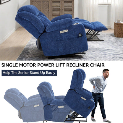 Fauteuil inclinable électrique, mécanisme de mouvement robuste avec massage par vibration à 8 points et chauffage lombaire, ports USB et Type-C