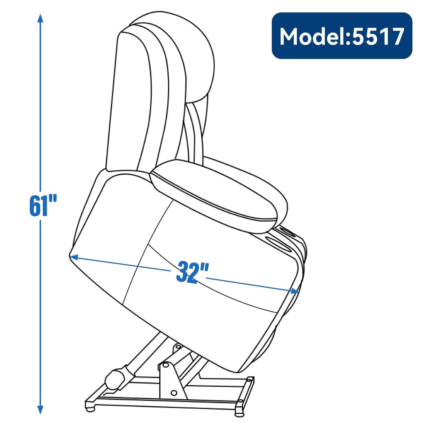 Fauteuil inclinable électrique, mécanisme de mouvement robuste avec massage par vibration à 8 points et chauffage lombaire, ports USB et Type-C