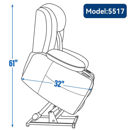 Fauteuil inclinable électrique, mécanisme de mouvement robuste avec massage par vibration à 8 points et chauffage lombaire, ports USB et Type-C