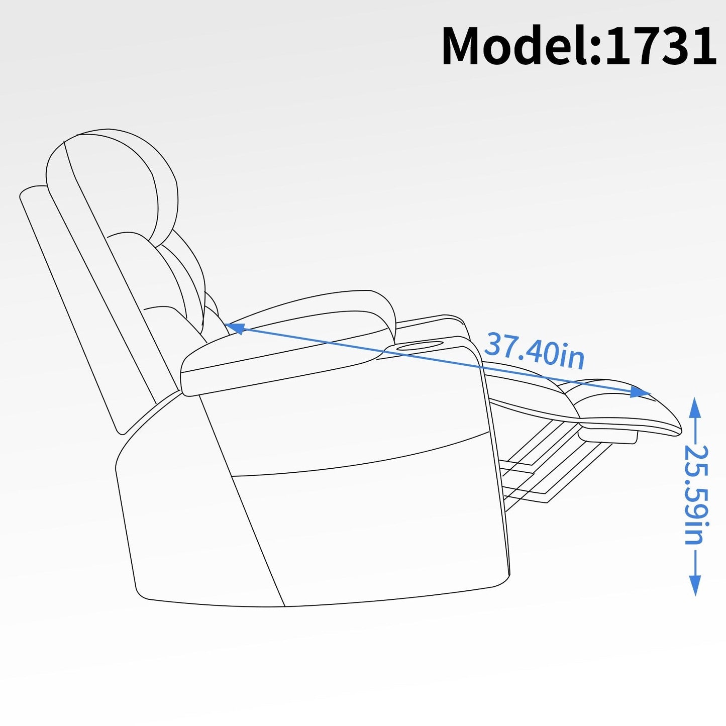 Fauteuil inclinable releveur électrique, avec moteur Okin, massage par vibrations à 8 points, chauffage lombaire, ports USB et Type-C, deux porte-gobelets