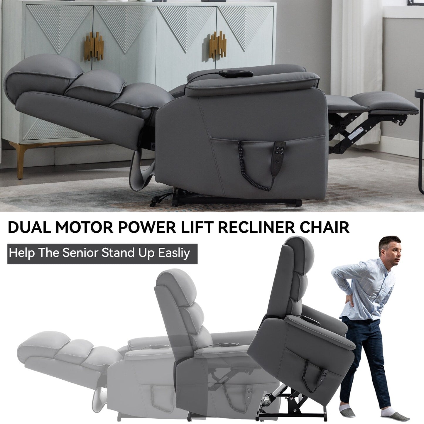 Fauteuil inclinable électrique, double position infinie, massage par la chaleur, télécommande