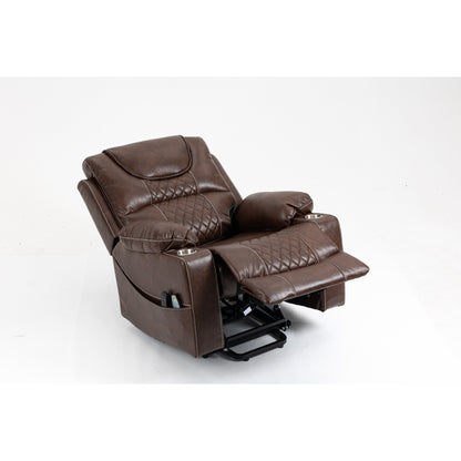 Fauteuil inclinable électrique en cuir avec massage et chauffage