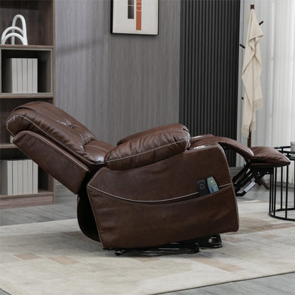 Fauteuil inclinable électrique en cuir avec massage et chauffage