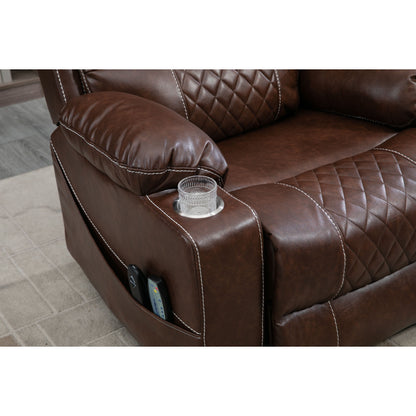 Fauteuil inclinable électrique en cuir avec massage et chauffage