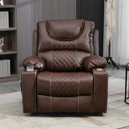Fauteuil inclinable électrique en cuir avec massage et chauffage