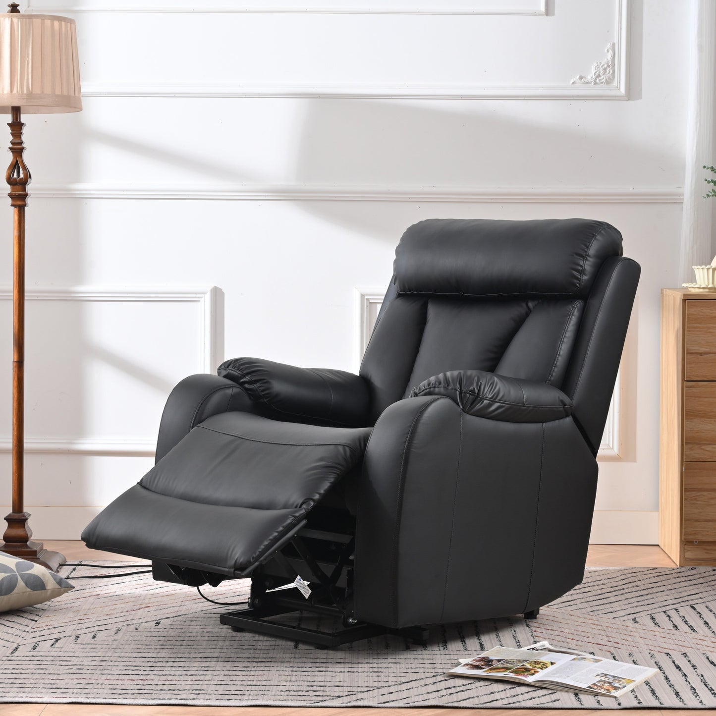 Fauteuil inclinable électrique pour personnes âgées avec télécommande et poche latérale