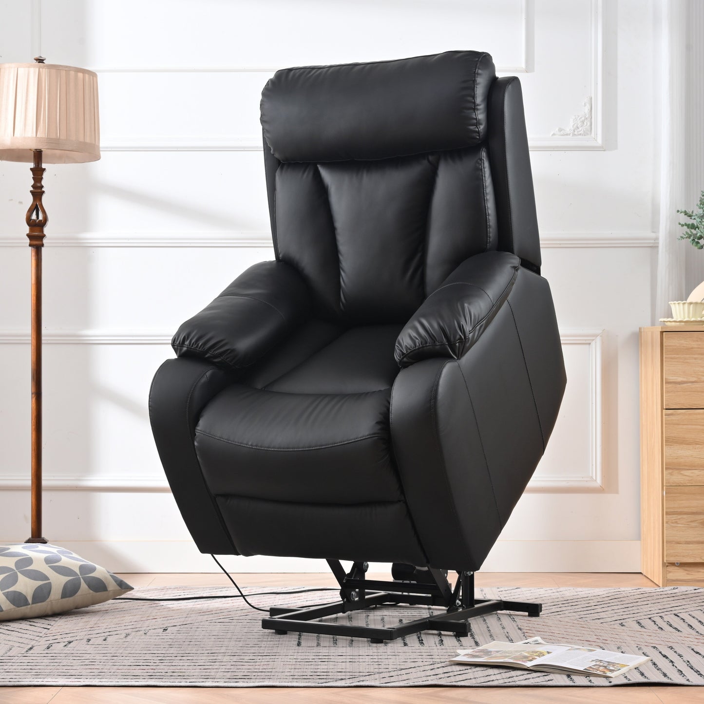 Fauteuil inclinable électrique pour personnes âgées avec télécommande et poche latérale