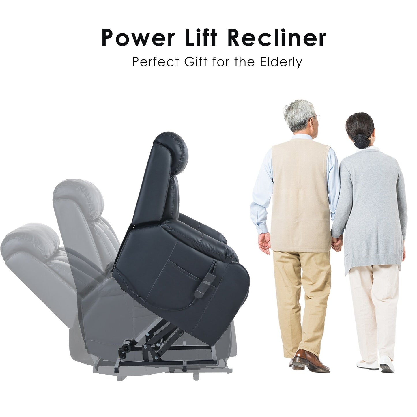 Fauteuil inclinable électrique pour personnes âgées avec télécommande et poche latérale